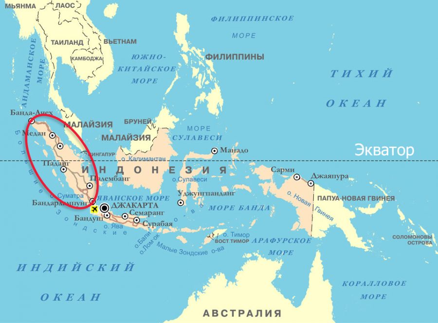 Остров Суматра на карте