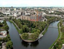 вид на Харьков и реку Лопань с высоты, достопримечательности Харькова