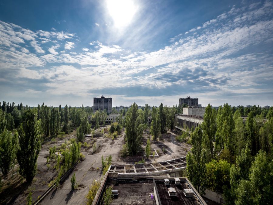 вид с высоты на Припять, прогулка по Чернобылю